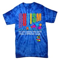 Autism Awareness Month ItS Just Seeing The World Different Funny Gift Tie-Dye T-Shirt