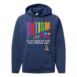 Autism Awareness Month ItS Just Seeing The World Different Funny Gift Performance Fleece Hoodie