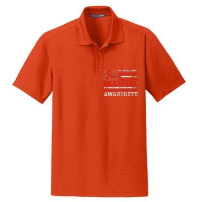 Alcohol Awareness Month American Flag Red Ribbon Dry Zone Grid Polo