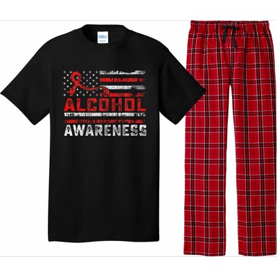 Alcohol Awareness Month American Flag Red Ribbon Pajama Set