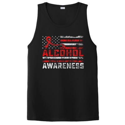 Alcohol Awareness Month American Flag Red Ribbon PosiCharge Competitor Tank