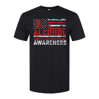 Alcohol Awareness Month American Flag Red Ribbon Softstyle CVC T-Shirt