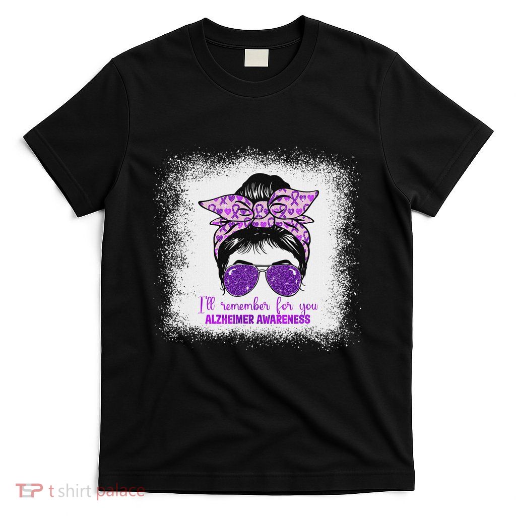 AlzheimerS Awareness Messy Bun Purple Dementia Alzheimers T-Shirt