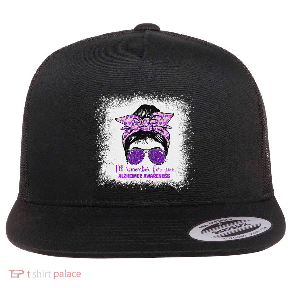 AlzheimerS Awareness Messy Bun Purple Dementia Alzheimers Flat Bill Trucker Hat