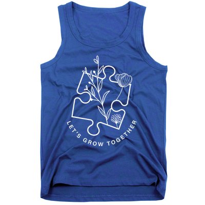 Autism Awareness Month Autistic Son Let's Grow Together Gift Tank Top