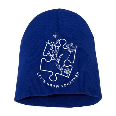 Autism Awareness Month Autistic Son Let's Grow Together Gift Short Acrylic Beanie