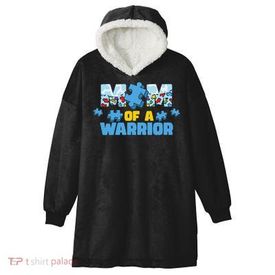 Autism Awareness Mother Son Warrior Autistic Autism Mom Hooded Wearable Blanket