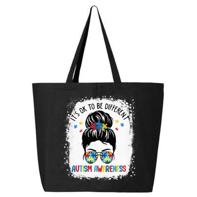 autism awareness messy bun bleached its ok to be different 25L Jumbo Tote