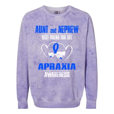 Aunt And Nephew Best Friend Of Life Apraxia Awareness Cool Gift Colorblast Crewneck Sweatshirt