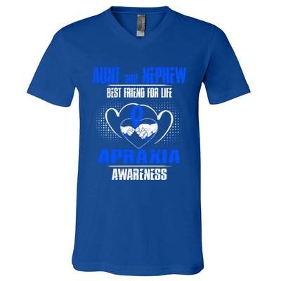 Aunt And Nephew Best Friend Of Life Apraxia Awareness Cool Gift V-Neck T-Shirt