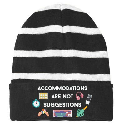 Accommodations Are Not Suggestions Striped Beanie with Solid Band