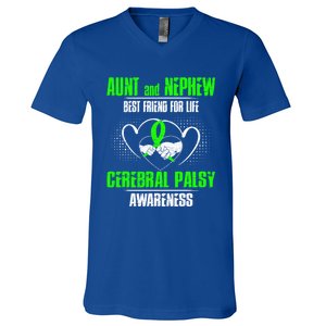 Aunt And Nephew Best Friend Of Life Cerebral Palsy Awareness Gift V-Neck T-Shirt