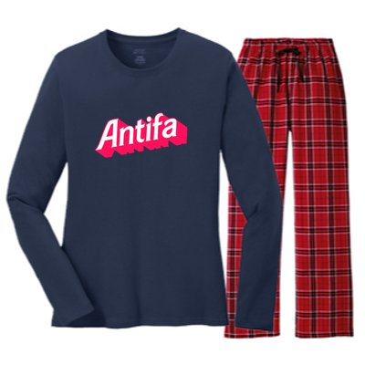 Antifa Women's Long Sleeve Flannel Pajama Set 