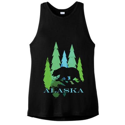 Alaska Alaskan Northern Light Trees With Bear Ladies PosiCharge Tri-Blend Wicking Tank