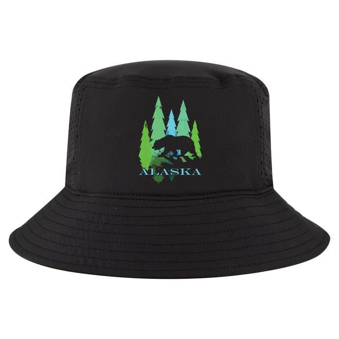 Alaska Alaskan Northern Light Trees With Bear Cool Comfort Performance Bucket Hat