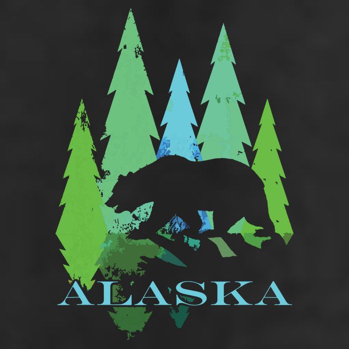 Alaska Alaskan Northern Light Trees With Bear Cool Comfort Performance Bucket Hat