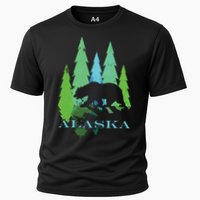 Alaska Alaskan Northern Light Trees With Bear Cooling Performance Crew T-Shirt