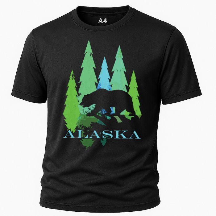 Alaska Alaskan Northern Light Trees With Bear Cooling Performance Crew T-Shirt