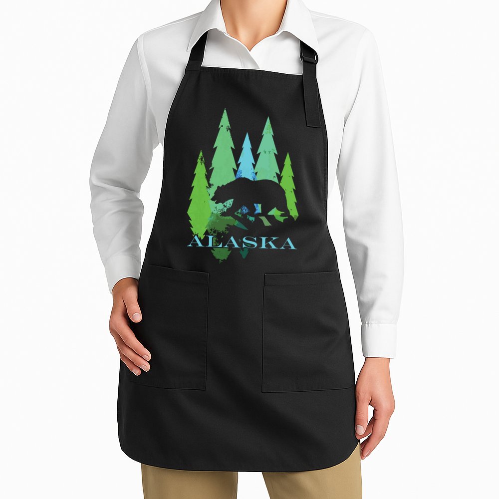 Alaska Alaskan Northern Light Trees With Bear Apron