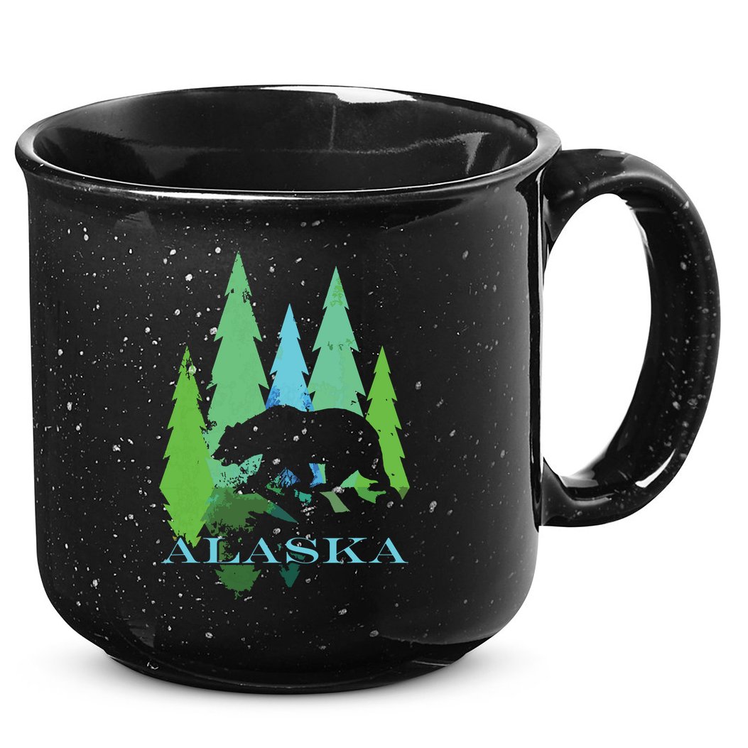 Alaska Alaskan Northern Light Trees With Bear 15oz Campfire Ceramic Mug