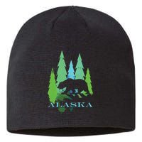 Alaska Alaskan Northern Light Trees With Bear Sustainable Beanie