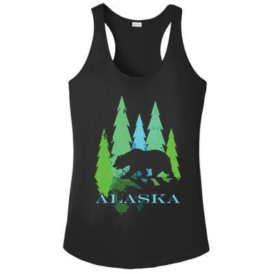 Alaska Alaskan Northern Light Trees With Bear Ladies PosiCharge Competitor Racerback Tank