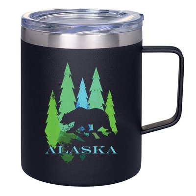 Alaska Alaskan Northern Light Trees With Bear 12oz Stainless Steel Coffee Mug