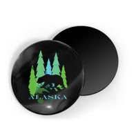 Alaska Alaskan Northern Light Trees With Bear Magnet