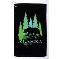 Alaska Alaskan Northern Light Trees With Bear Golf Towel