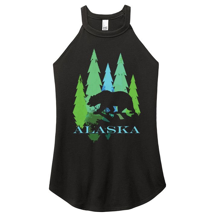 Alaska Alaskan Northern Light Trees With Bear Women's Perfect Tri Rocker Tank