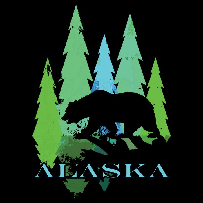 Alaska Alaskan Northern Light Trees With Bear Zip Tote Bag