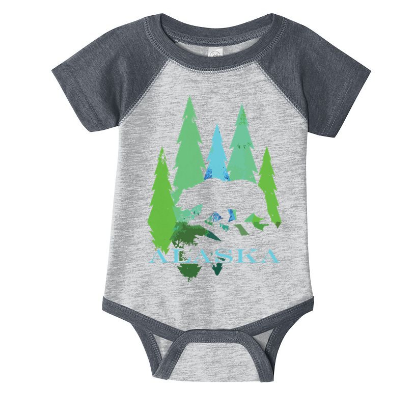 Alaska Alaskan Northern Light Trees With Bear Infant Baby Jersey Bodysuit
