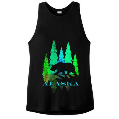 Alaska Alaskan Northern Light Trees With Bear Ladies PosiCharge Tri-Blend Wicking Tank