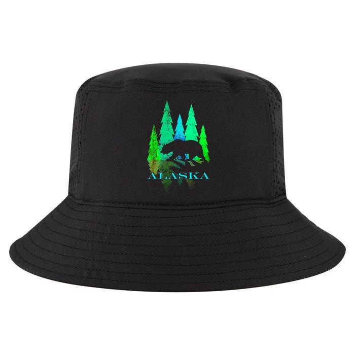 Alaska Alaskan Northern Light Trees With Bear Cool Comfort Performance Bucket Hat