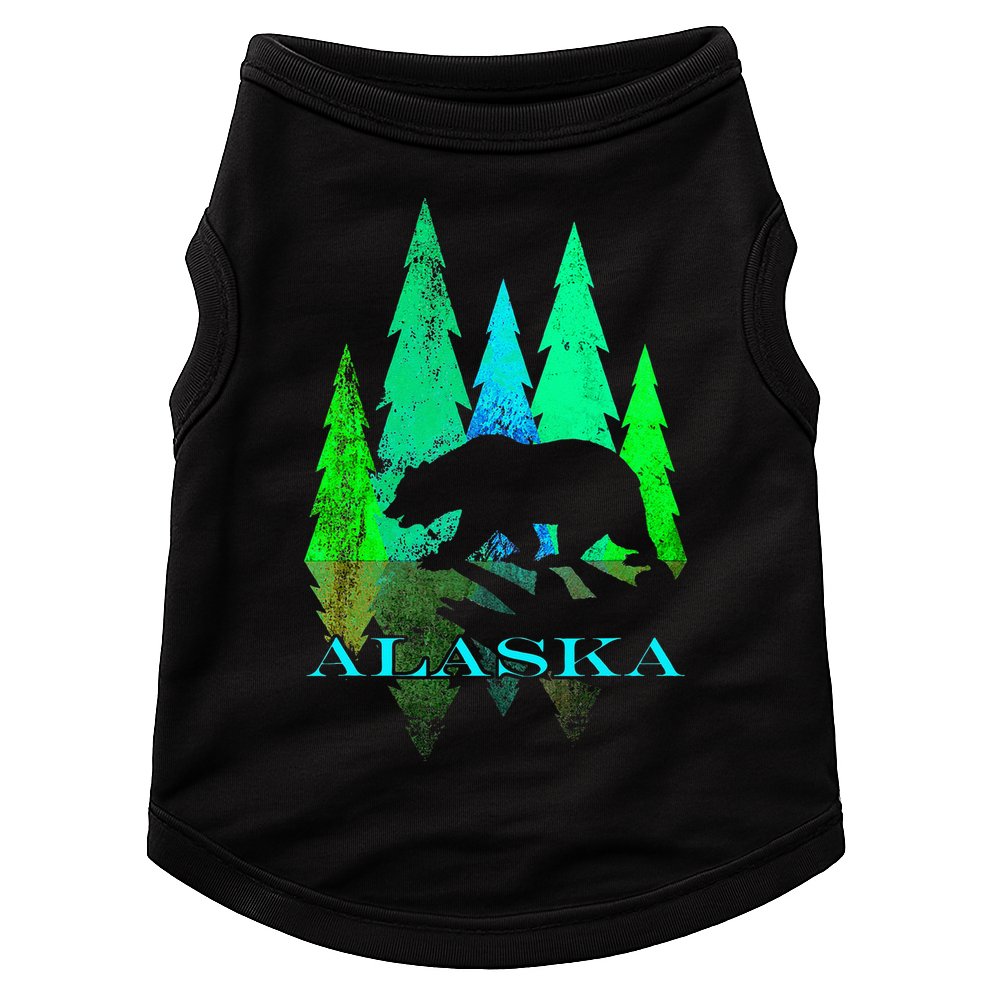 Alaska Alaskan Northern Light Trees With Bear Doggie Tank