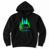 Alaska Alaskan Northern Light Trees With Bear Hoodie