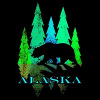 Alaska Alaskan Northern Light Trees With Bear Hoodie