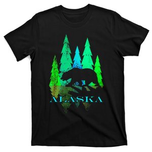 Alaska Alaskan Northern Light Trees With Bear T-Shirt