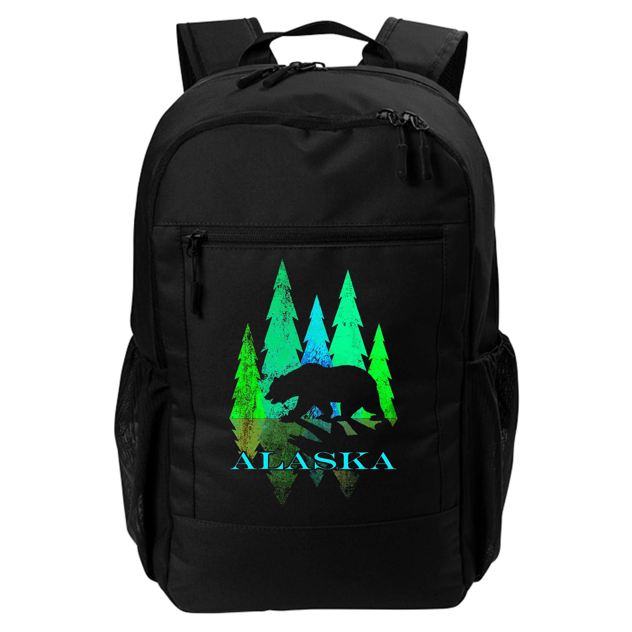 Alaska Alaskan Northern Light Trees With Bear Backpack
