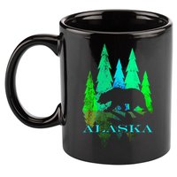 Alaska Alaskan Northern Light Trees With Bear 11oz C Handle Ceramic Mug