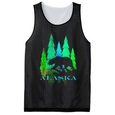 Alaska Alaskan Northern Light Trees With Bear Mesh Reversible Basketball Jersey Tank