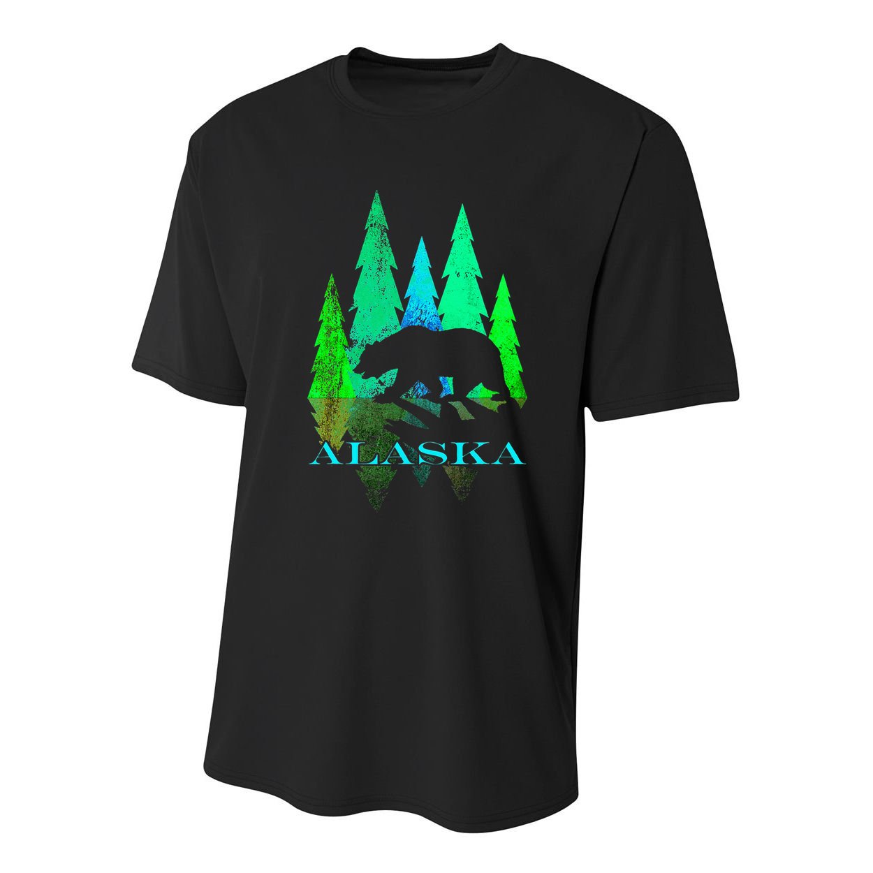 Alaska Alaskan Northern Light Trees With Bear Youth Performance Sprint T-Shirt