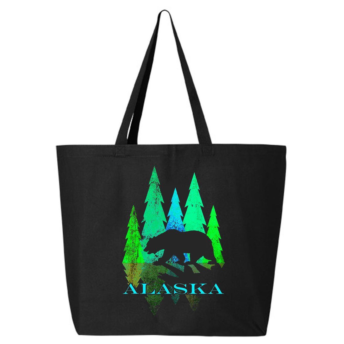 Alaska Alaskan Northern Light Trees With Bear 25L Jumbo Tote