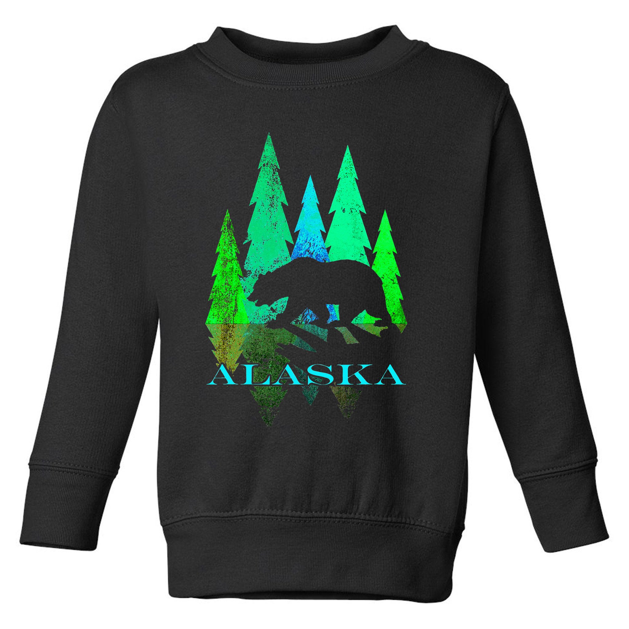 Alaska Alaskan Northern Light Trees With Bear Toddler Sweatshirt