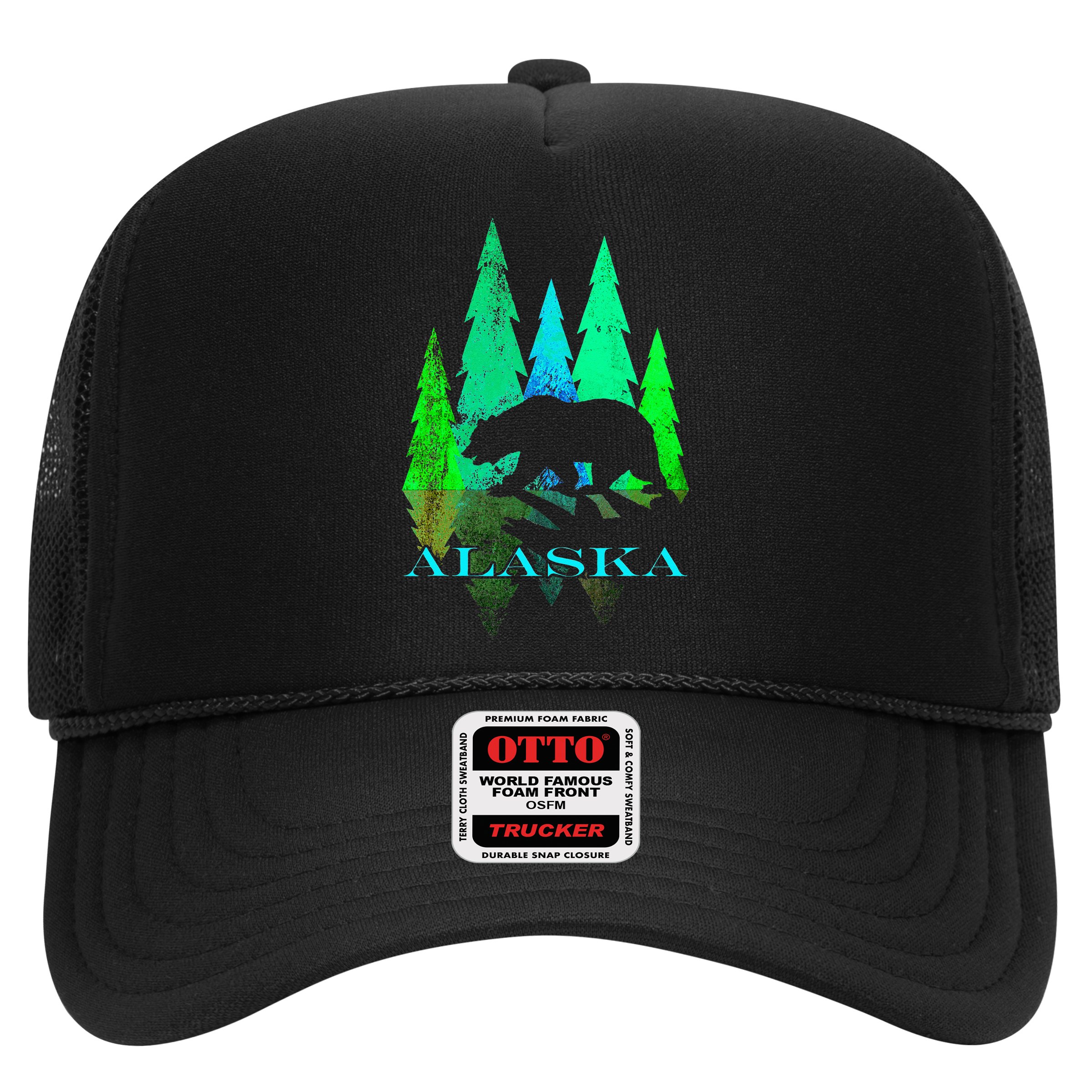 Alaska Alaskan Northern Light Trees With Bear Hat