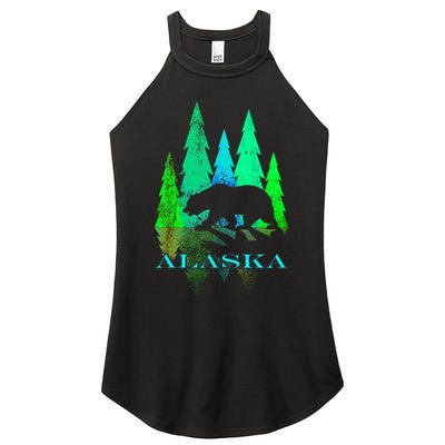 Alaska Alaskan Northern Light Trees With Bear Women's Perfect Tri Rocker Tank
