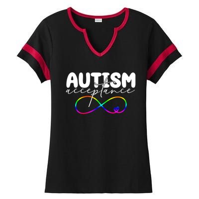 Autism Acceptance Neurodiversity Heart Ladies Halftime Notch Neck Tee