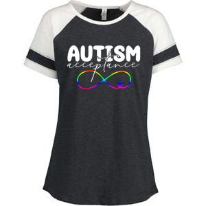 Autism Acceptance Neurodiversity Heart Enza Ladies Jersey Colorblock Tee