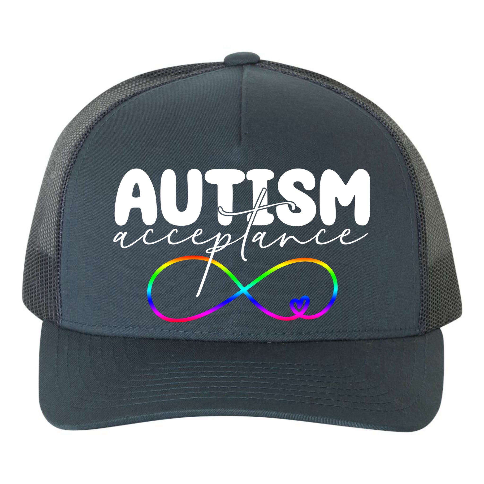 Autism Acceptance Neurodiversity Heart Yupoong Adult 5-Panel Trucker Hat