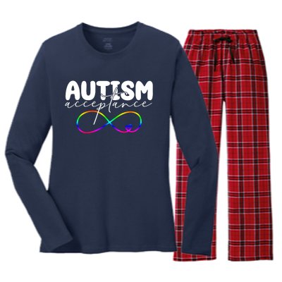 Autism Acceptance Neurodiversity Heart Women's Long Sleeve Flannel Pajama Set 